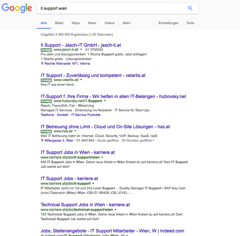 Google-Suche-it-support-wien-Screenshot