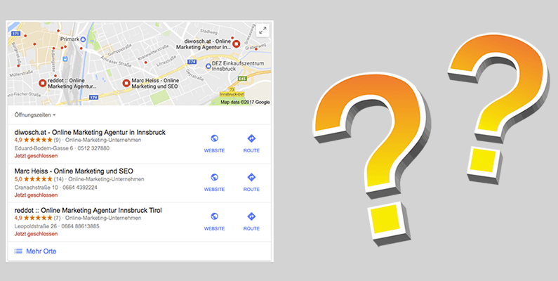 Wie schaffen Sie es in die Karten-Treffer bei Google unter lokalen Suchanfragen?