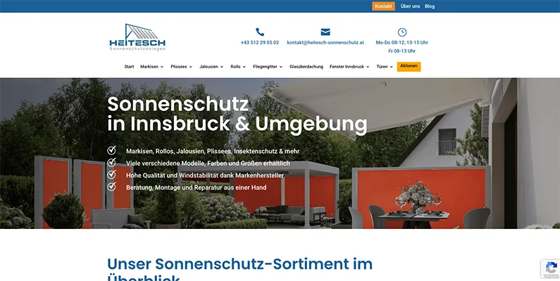 referenzprojekt heitesch sonnenschutz website
