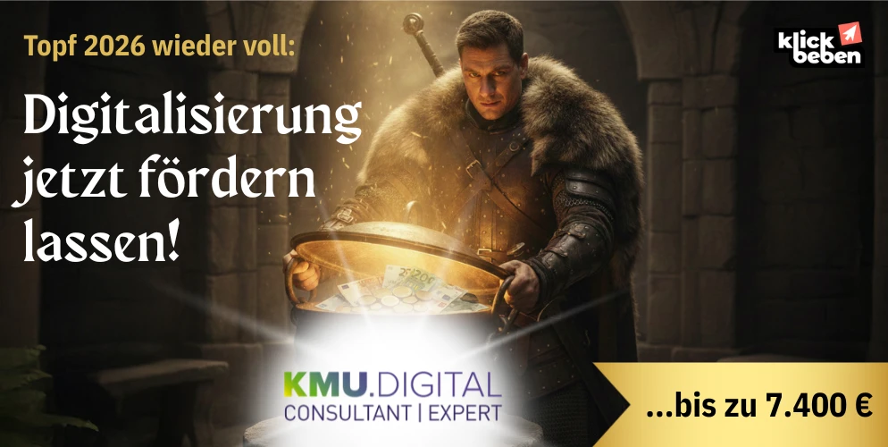 KMU.DIGITAL 2026: Der Staat stellt den Fördertopf und klickbeben® öffnet ihn für Unternehmen